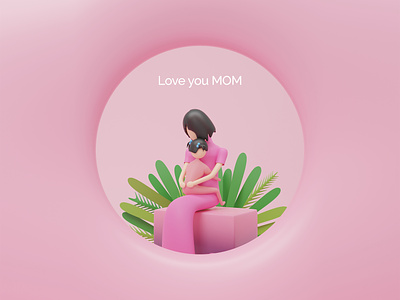 Mother and Child 3d illustration 3d 3d illustration child cute illustration mother mother and child mothers day soft