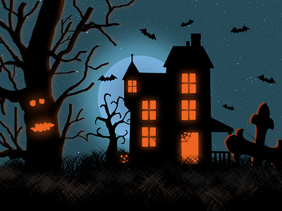 Haunted House halloween haunted house spooky spooky house spooky tree vector