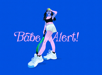 Babe Alert! illustration perspective pigtails racquet tennis tennis ball tennis shoes
