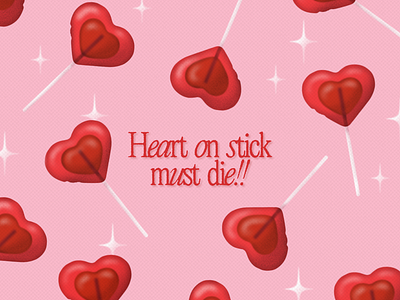 Heart on stick must die !! candy heart lolipop patrick star pink and red procreate spongebob valentines day