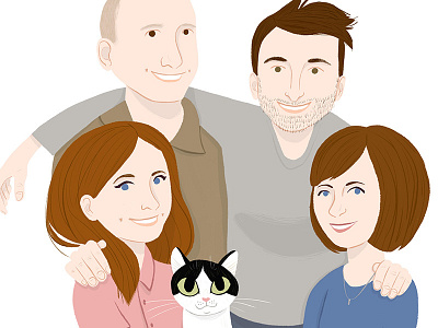 Family Portrait brother cat characters dad family portrait illustration mom procreate