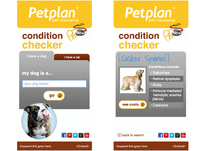 Petplan Widget animal design pets search uiux web widget