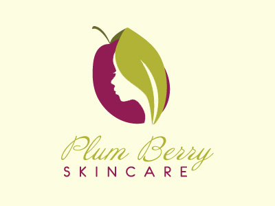 Plumberry Skincare Logo branding face fruit logo skin spa