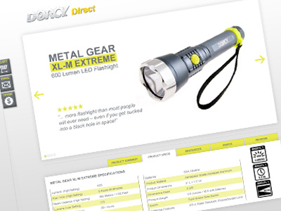 Dorcy Product Site ecommerce flashlight product page ui web design