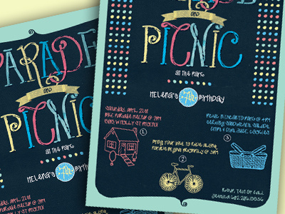 Helena's Birthday Invitation design hand lettering invitation kids party