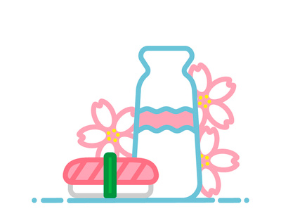 sushi & sake adobe illustrator illustration vector