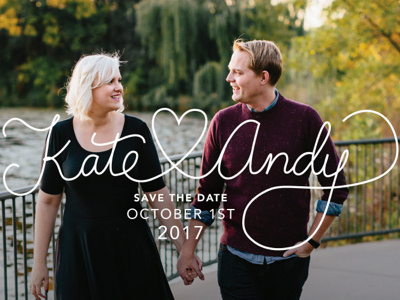 Kate & Andy hand lettering save the date vectors weddings