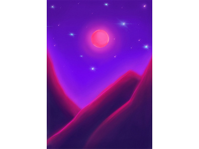 moon art background business illustration landscape moon mountains pink raster дизайн