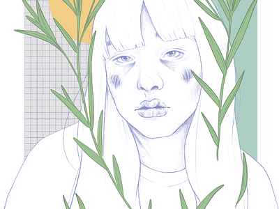 I'm sorry botanic design girl graphic design grid illustration illustrator portraits