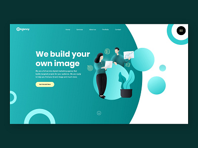 Landing page for a digital agency agency agency website blue branding green landing page mobile rounded ui ui design uidesign