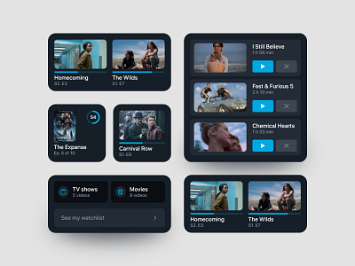 Widgets Concept - Amazon Prime Video amazon app app design application concept dark ui dashboard dashboard app panel prime ui ui design widget widgets