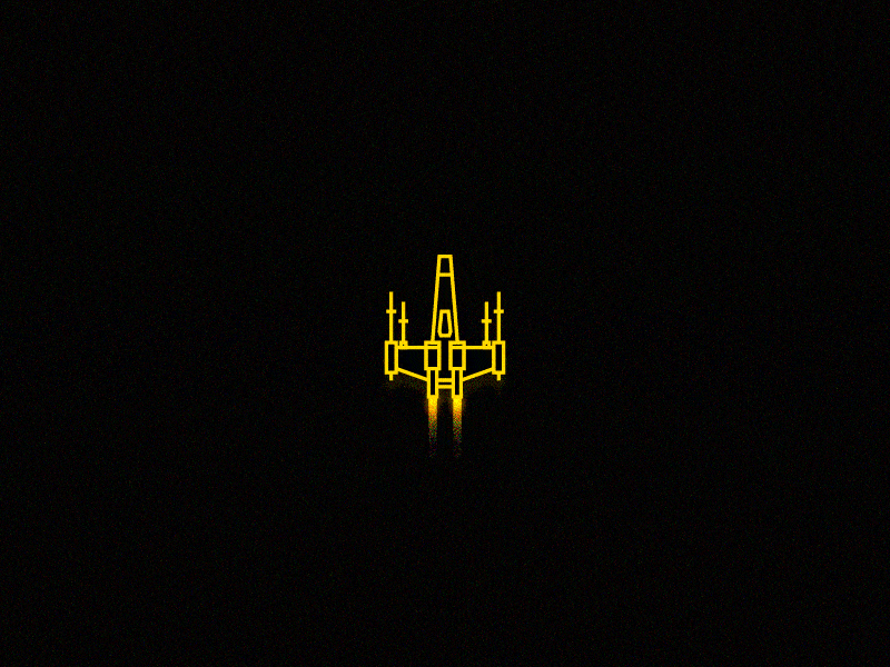 Little X-Wing fast fly gif icon icongraphy illustration line loop neon outline space spaceship star wars xwing yellow