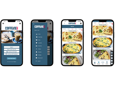 Coffeine Cafe mobile app design ui ux