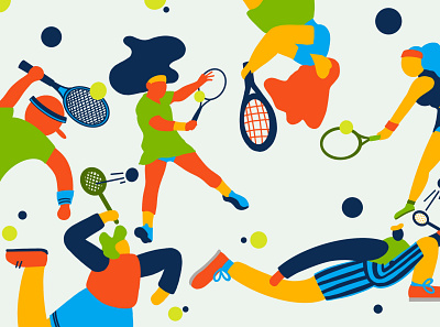 Playing fun tennis illustration animation character icon illustration illustrator vector