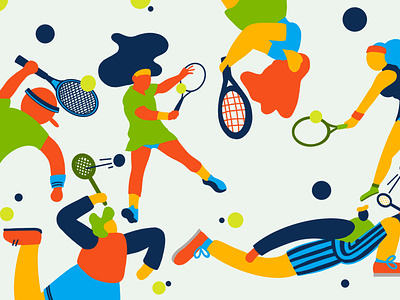 Playing fun tennis illustration animation character icon illustration illustrator vector