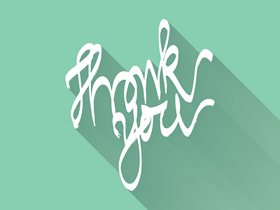 Thank you - Hand lettering flat handwriting lettering long shadow longshadow note poste thank you thanks