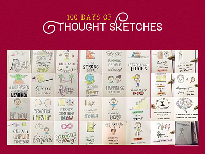 100 Days of Thought Sketches handlettering handmade lettering pencil sketches sketchnote the100dayproject thought