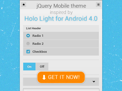 Jquery Mobile theme inspired by Holo Light for Android 4.0 android free freebie holo light holo light jquery jquery mobile mobile responsive theme ui