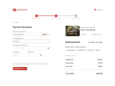 Credit Card Checkout · #DailyUI 002 airbnb bnb booking checkout credit card dailyui design forms payment rent ui web design