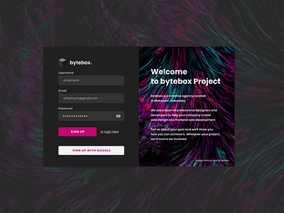 Signup page design