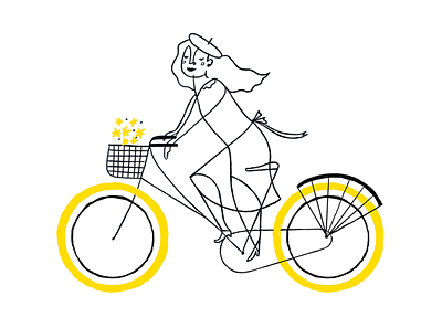 Yellow bycicle bycicle childrens illustration digital illustration ilustracion love woman yellow