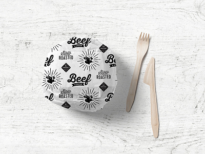 Beef N' Bread Sandwich Paper branding identity system illustration logo packaging pattern restaurant