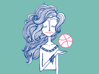 Dribbble with Dem Hand Skills art blue character color design drawing dribbble illustration pattern