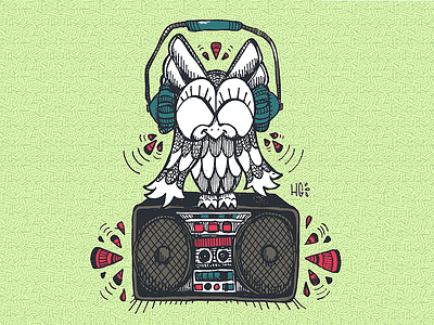 Owlbeats art character color design drawing green illustration owl pattern