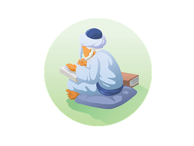 Old Man Writing assets book design illustration middleeast ui ux vector writing