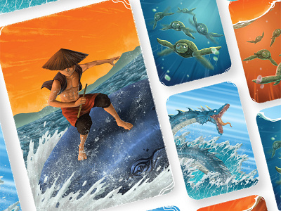 Smong Cardgame art assets boardgame branding cardgame childrenbook design digitalpainting folklore illustration painting sea storytelling vector whale