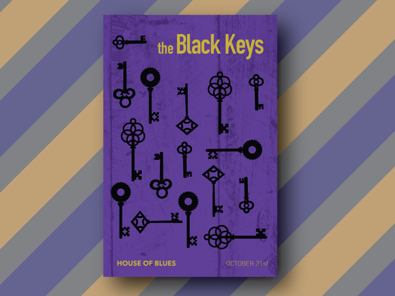 Black Keys Poster skeleton key purple gold concert poster poster design illustrator vector