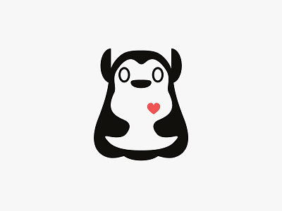 Illustration - Penguin with pink heart