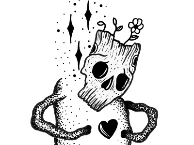 Broken Heart Spirit character art heart horror art illustration lost love macabre skull skull art