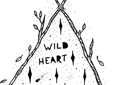 Wild Heart branches heart illustration lost space space art stars