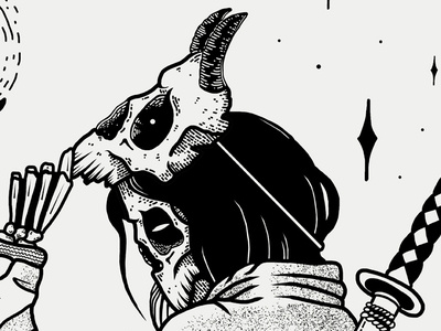 Death'n'Milk black black white dark girl horror art illustration lost macabre samurai skull skull art surrealism