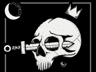 KING OF NXTHING blxck version black black white dark death design horror art illustration kill king lost macabre skull skull art surrealism sword