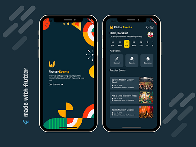 Flutter Events App UI Design dribble