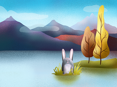 Hare in the mountains art design draw hare illustration illustrator ipad ipad pro lake mountain mountains rabbit