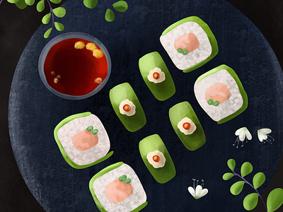 Japanese food art design food illustration illustrator japanese food procreate rolls sushi