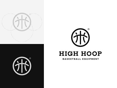 High Hoop basket basketball black white branding design logo monochrome monoline sport