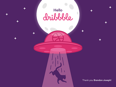 Hello Dribbble! abduction cat dribbble dribbbler first shot firstshot invited ufo
