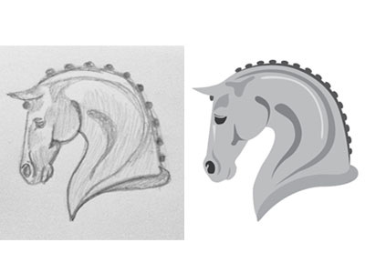 WIP: Sketch to Digital of Horse Head Logo drawing horse logo sketch