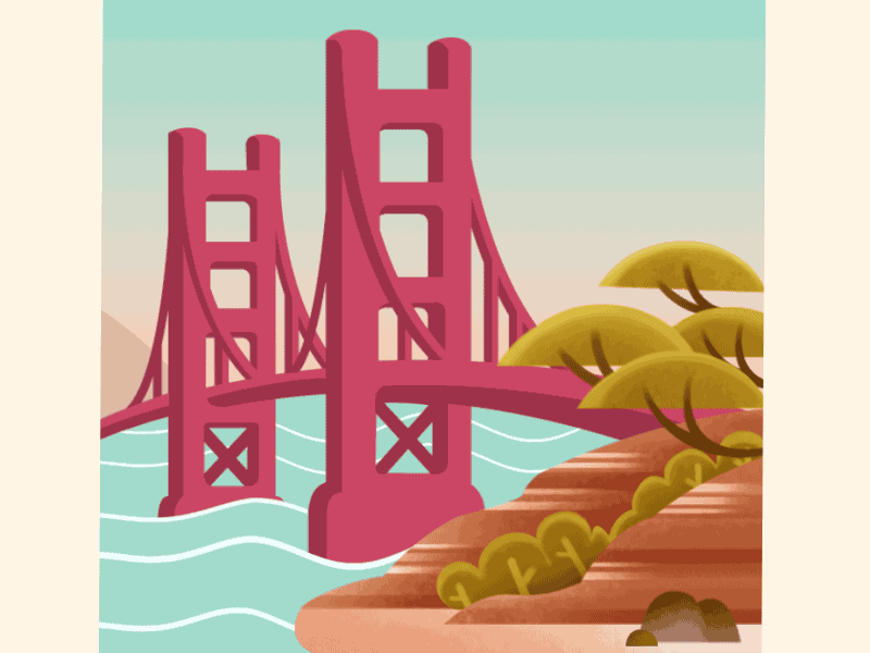 waves animation bridge gif illustration sf