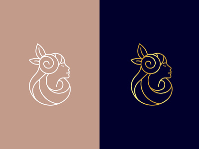 Logo For Dribbble adobeillustator cosmetics creative design elegant face flat gold gradient color icon logodesign luxurious minimal art shiny vector women