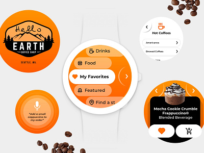 Coffee Shop Wearable App coffee shop concept food seattle sketch smartwatch ui ux wearable