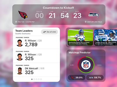 NFL Widgets analytics chart concept design mobile nfl seahawks sports ui ux widget