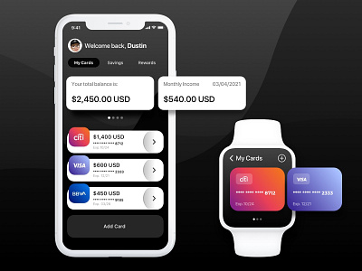 Mobile Wallet Concept banking card concept fintech mobile ui wallet watch