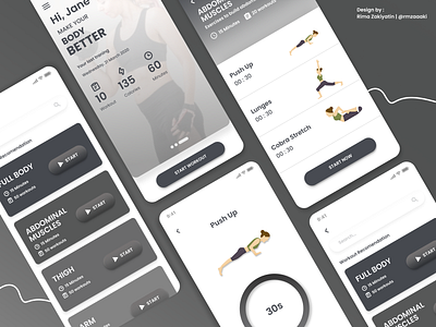 Workout App app appdesign black design figma ui ui design uidesign uiux uiux design workout