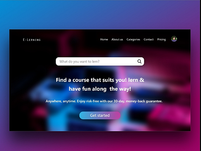 E-learning website landing page