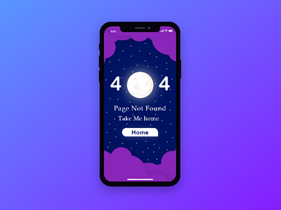 404 page not found page 404 apple clouds color colors dribbble gradiant color ios iphonex moon pagenotfoud star